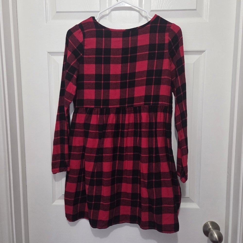 The Children's Place Red & Black Buffalo Plaid Flannel Shirt Dress Size XL - Picture 8 of 10